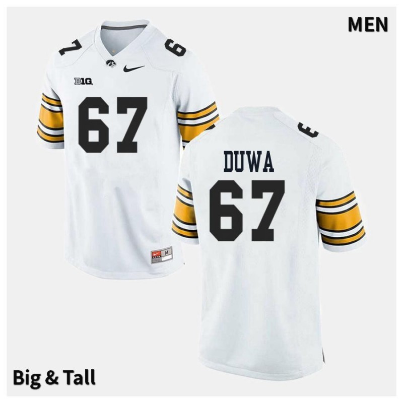 Men's Iowa Hawkeyes NCAA #67 Levi Duwa White Authentic Nike Big & Tall Alumni Stitched College Football Jersey VR34L71SL